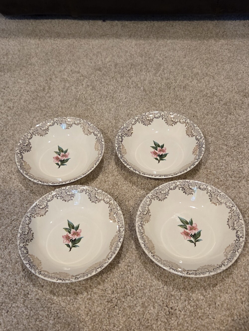 Vintage Floral Fruit/Dessert Bowls - Set of 4